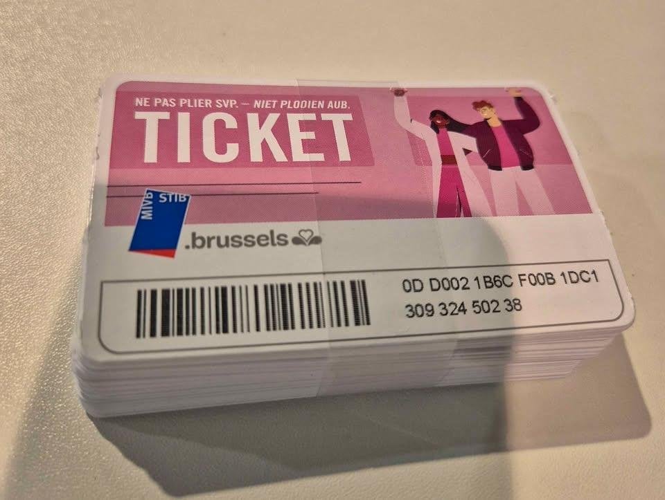 50 metro-/tram-/buskaartjes van de MIVB (ter waarde van 95€), Drie personen of meer, Bus, Metro of Tram, Algemeen kaartje