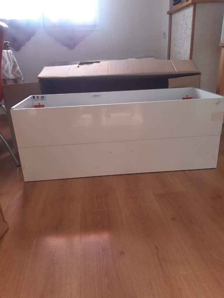 Badkamermeubel, dubbele wastafel + spiegel, Ophalen, 100 tot 150 cm, Nieuw, Minder dan 100 cm
