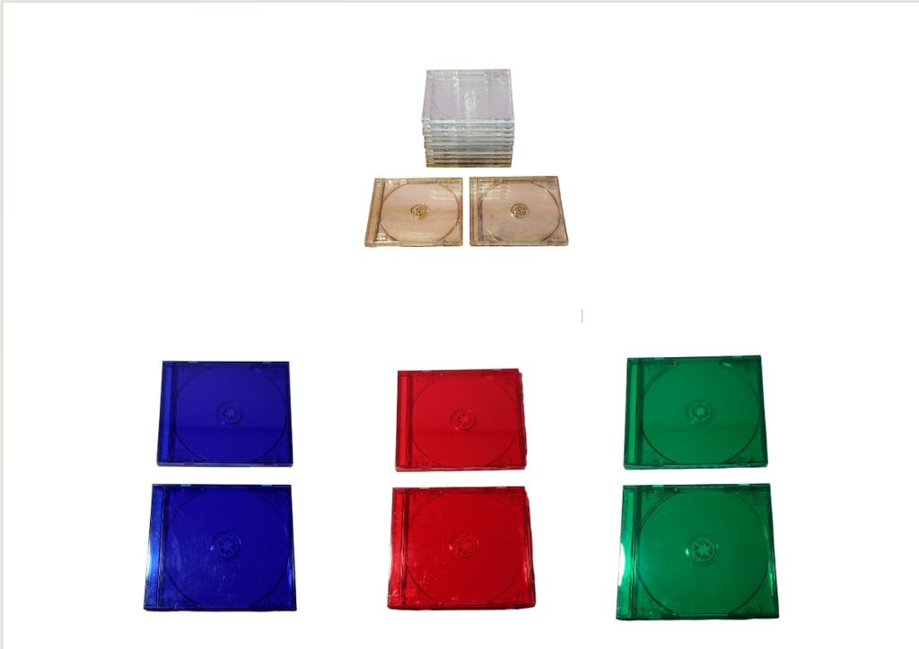 18 cover CD transparent, bleu, rouge, vert (prix pièce), Enlèvement, Utilisé