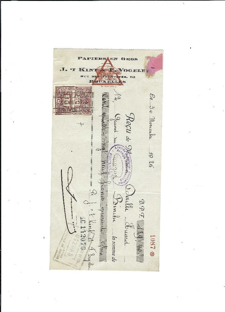 Ancien reçu 1925, Ophalen of Verzenden, Gebruikt
