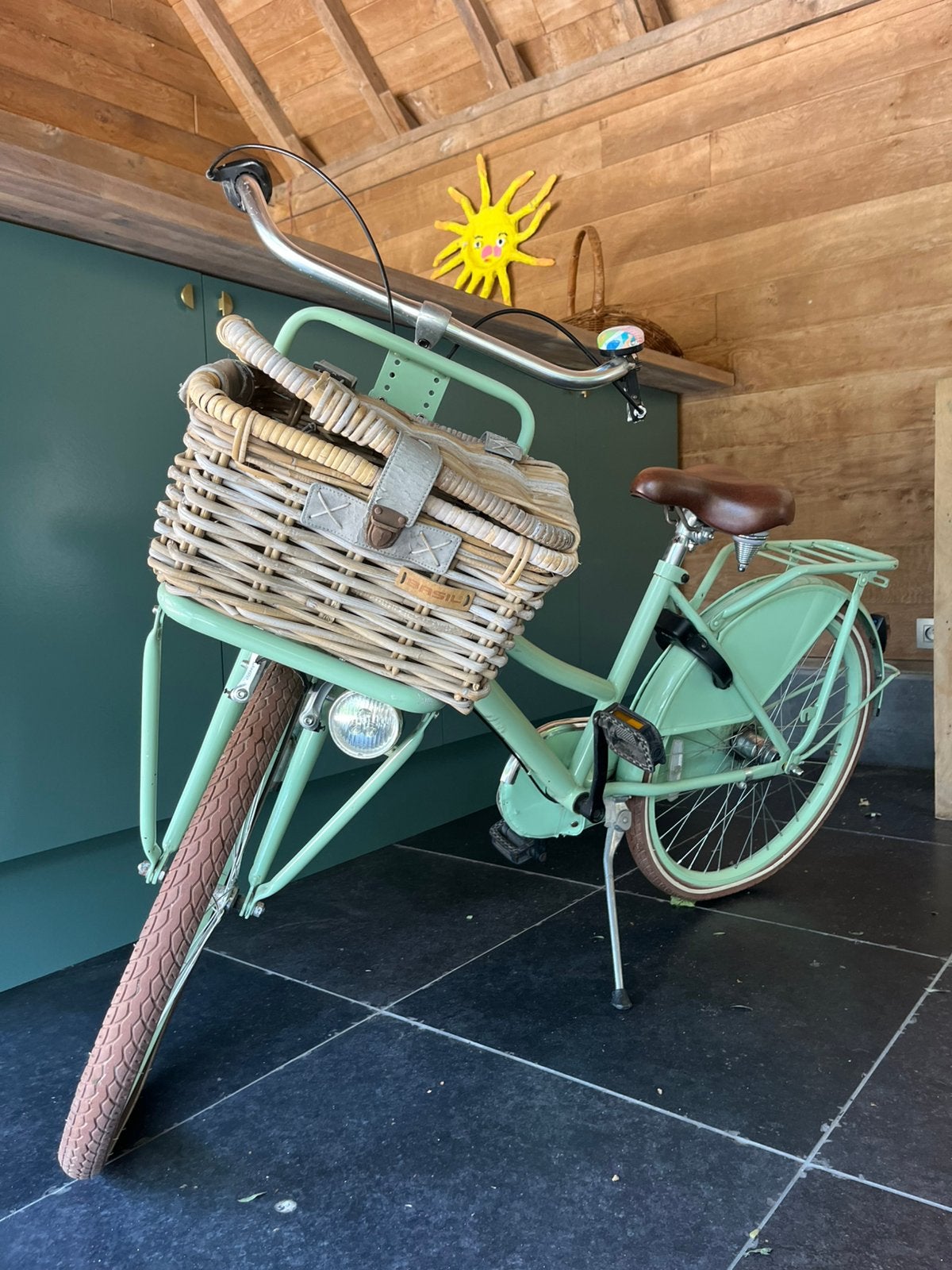 Fiets popal muntgroen meisjesfiets 24 inch met mandje, 24 pouces, Frein à rétropédalage, Enlèvement, Utilisé