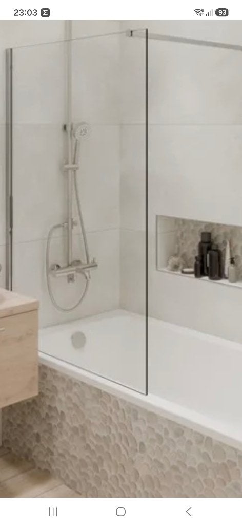 Glazenwand douche voor op het bad te plaatsen, Ophalen, Zo goed als nieuw, Glas, Bad
