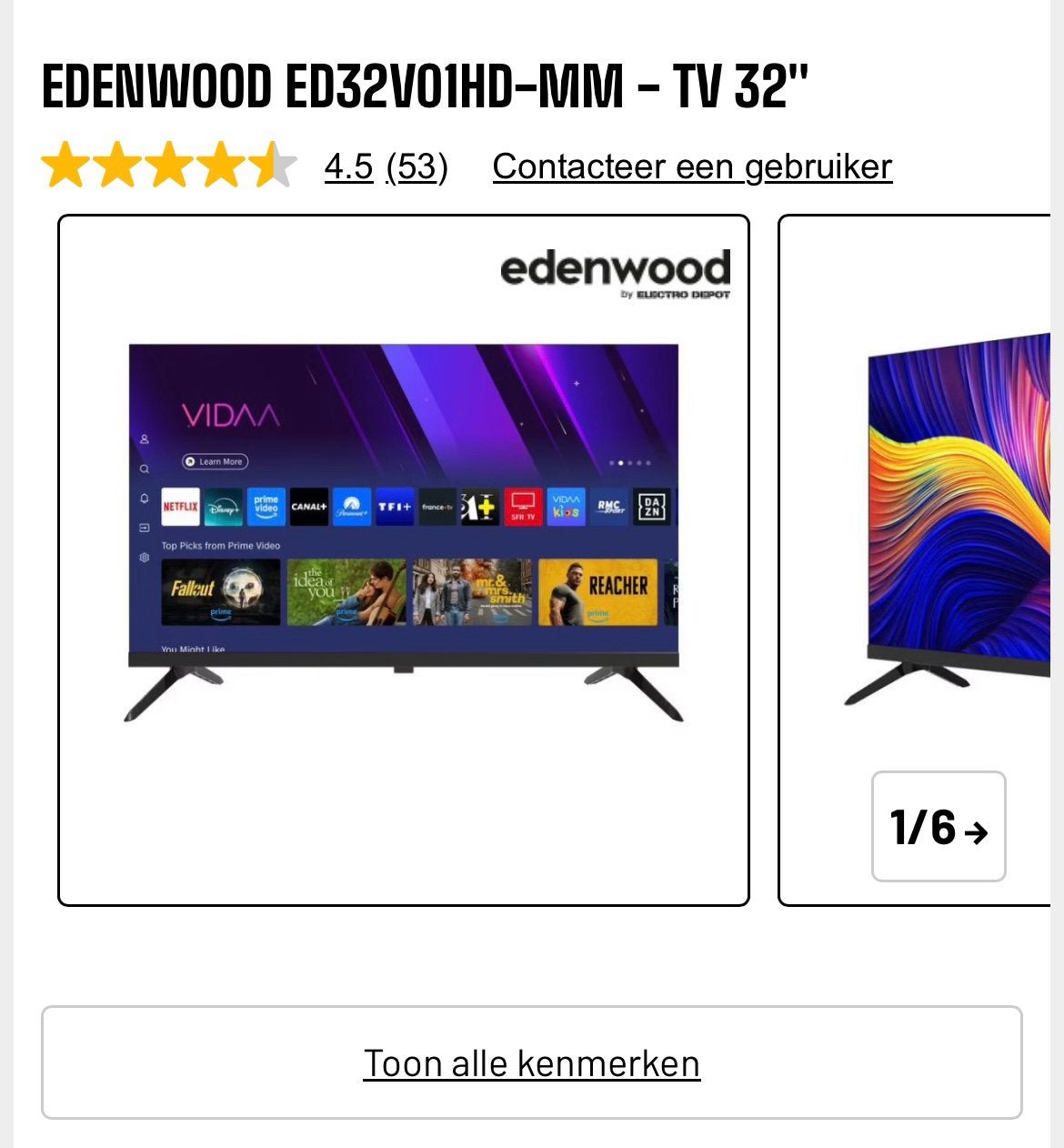 Tv edenwood 32inch, Audio, Tv en Foto, Ophalen of Verzenden, Zo goed als nieuw