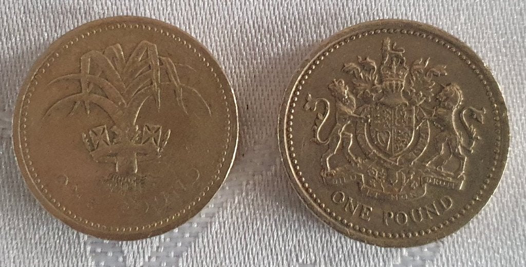 One Pound van Verenigd Koninkrijk van 1983 en 1985, Postzegels en Munten, Ophalen of Verzenden, Setje