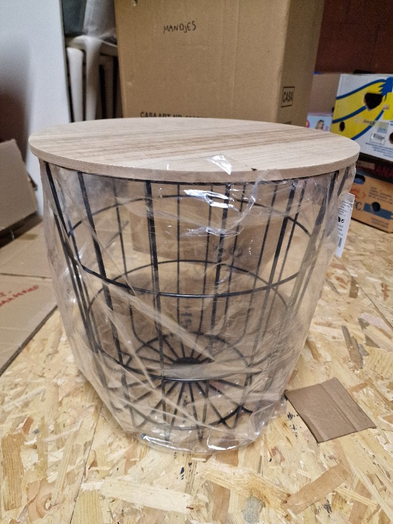 Metalen opbergmand met deksel, Maison & Meubles, Accessoires pour la Maison | Plataux & Paniers, Neuf, Avec couvercle, Rond, Enlèvement