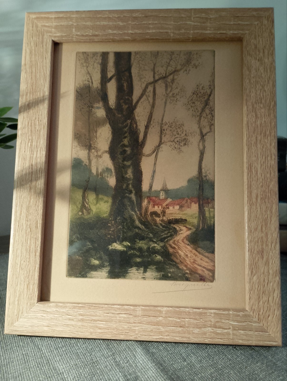 Ancienne gravure 1910-1921 Henri bourguil forêt Fontaineblea, Antiek en Kunst, Kunst | Etsen en Gravures, Ophalen of Verzenden