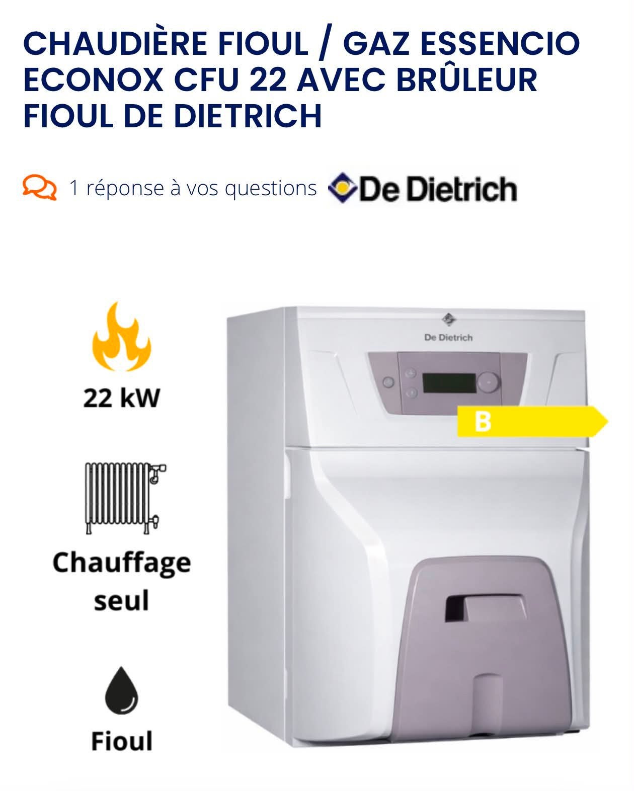 Chaudiere de dietrich, Bricolage & Construction, Chauffage & Radiateurs, Enlèvement, Neuf