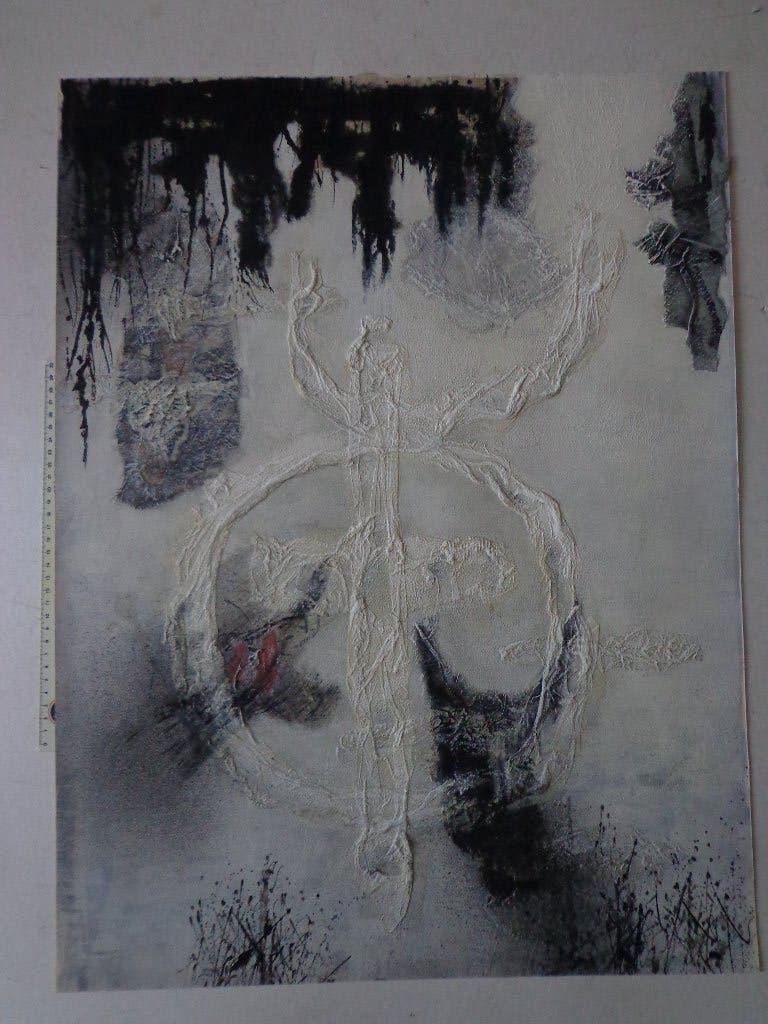 originele materieschilderij van Jan Vaerten uit 1962, Antiek en Kunst, Ophalen