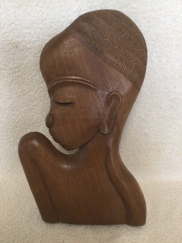 Karel hagenauer houten buste uit Afrika, Antiek en Kunst, Houtsnijwerk, Ophalen of Verzenden, Handgemaakt, 20 - 50 cm