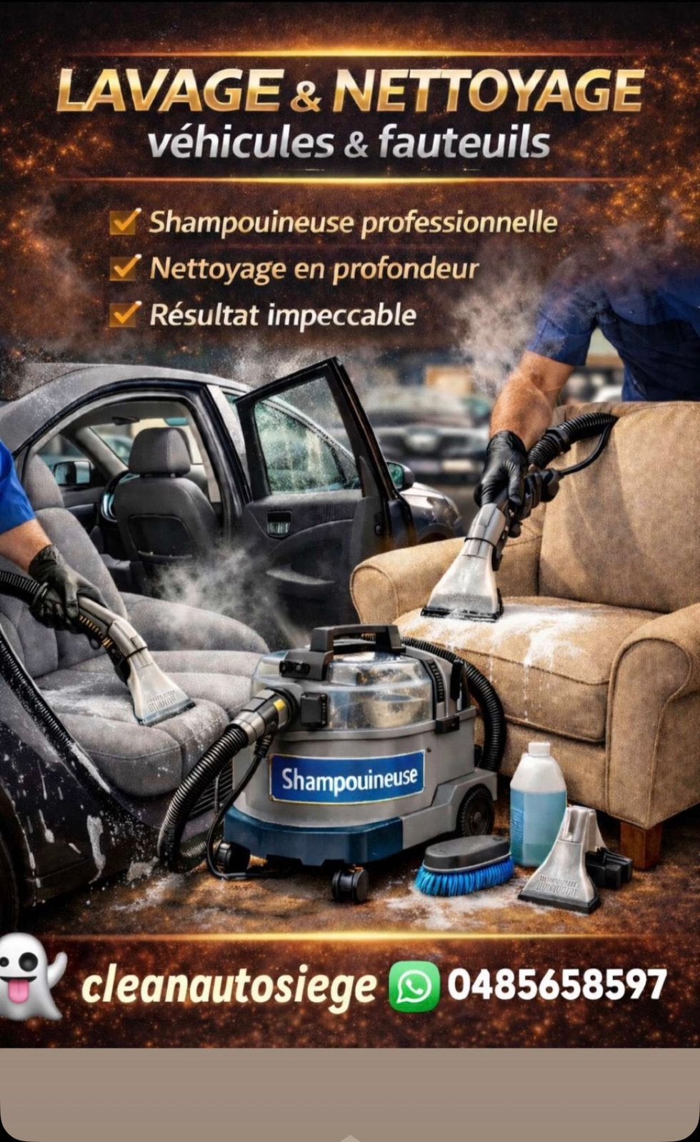 Lavage auto et nettoyage canapé à domicile