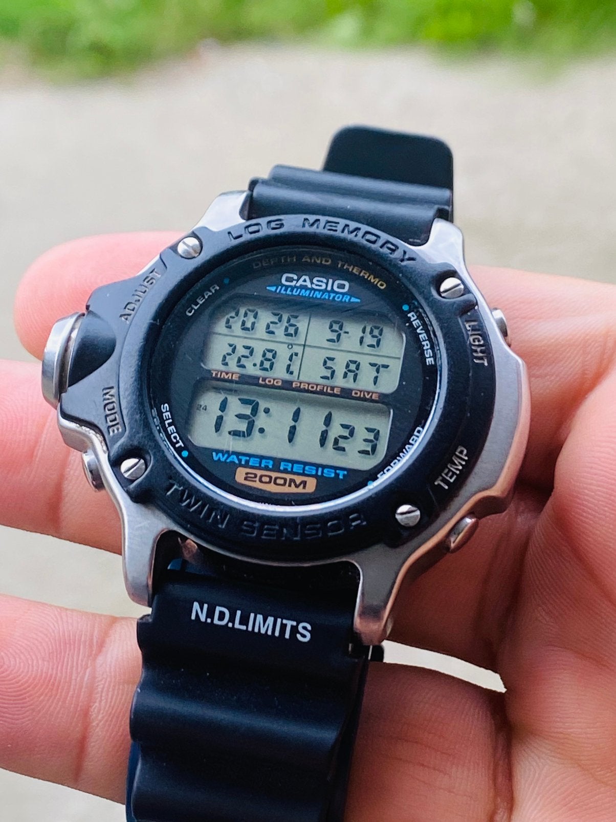Zeldzame Casio DEP-610 Twin Sensor  Diver -Topstuk !, Montre-bracelet, Casio, Enlèvement ou Envoi, Autres matériaux