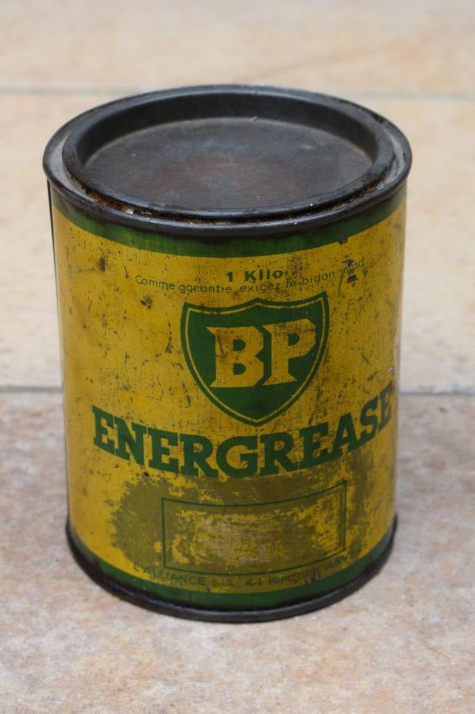 ancien pot de graisse BP energol bidon huile, Collections, Enlèvement ou Envoi, Utilisé, Panneau publicitaire