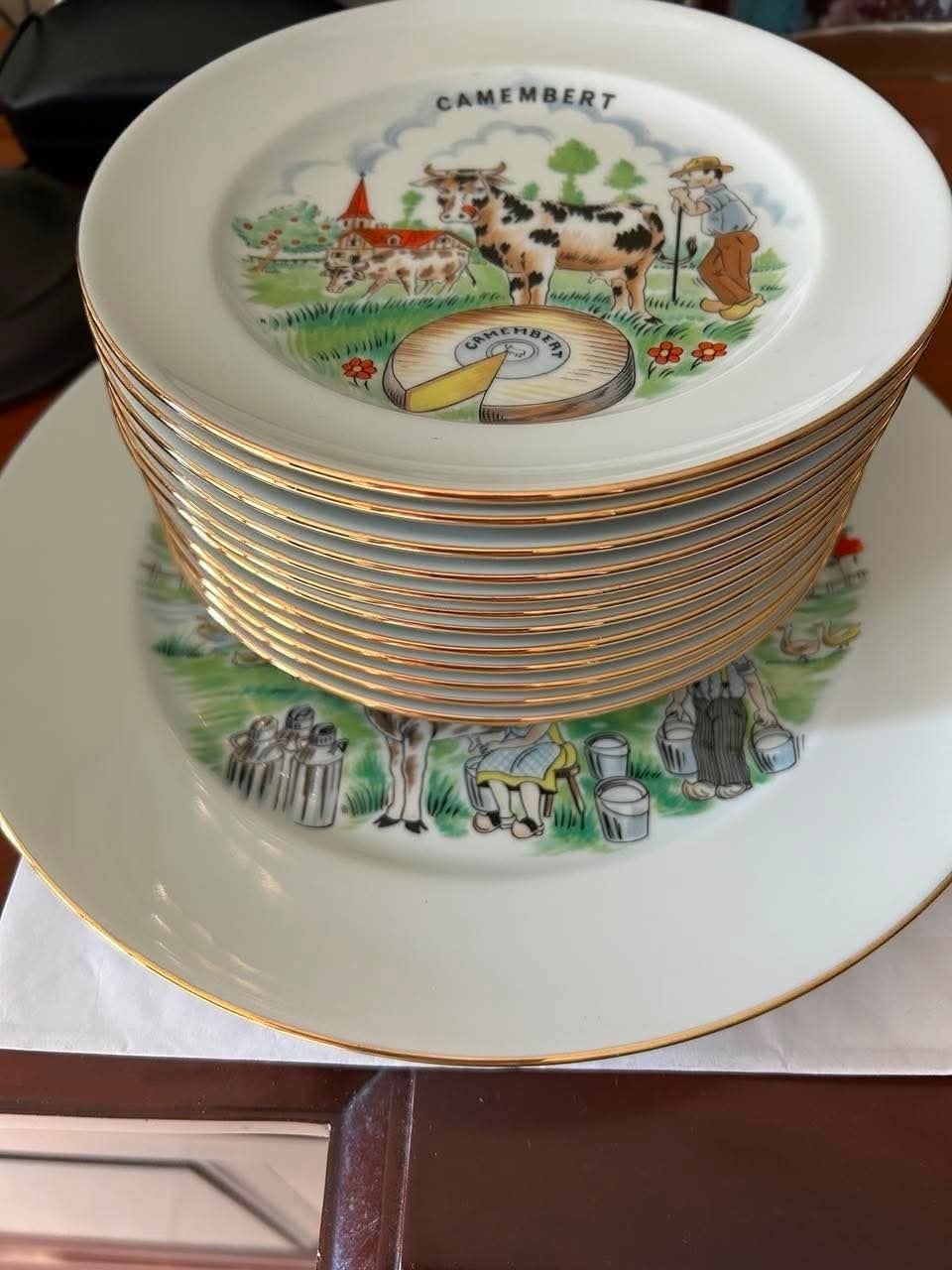 Plateau de fromages avec 12 assiettes assorties à Limoges, Maison & Meubles, Enlèvement, Assiettes(s)