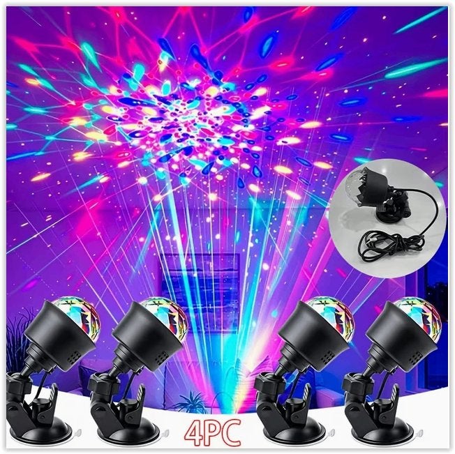Set van 4 discobal-feestlampen, LED-projectie p, Ophalen of Verzenden, Nieuw