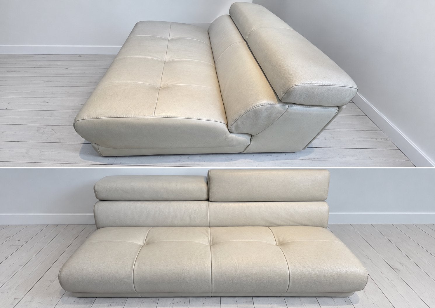 Wit leren 2 persoonszetel, Enlèvement, Comme neuf, Cuir, Modern