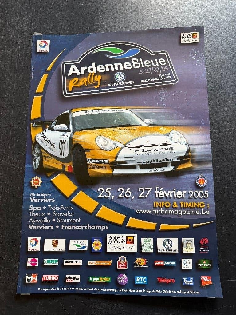poster Ardenne Bleue 2005 Porsche rally, Ophalen of Verzenden, Gebruikt, Auto's