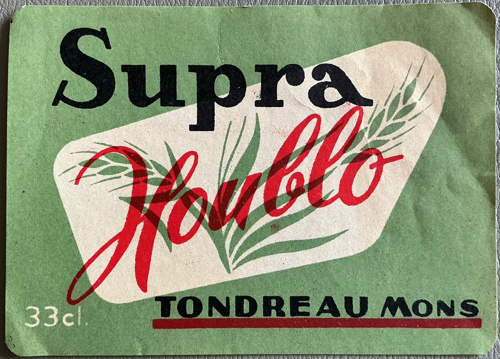 Ancienne étiquette SUPRA Houblo/Tondreau/Mons/Beer, Collections, Enlèvement ou Envoi, Comme neuf, Autres types, Autres marques
