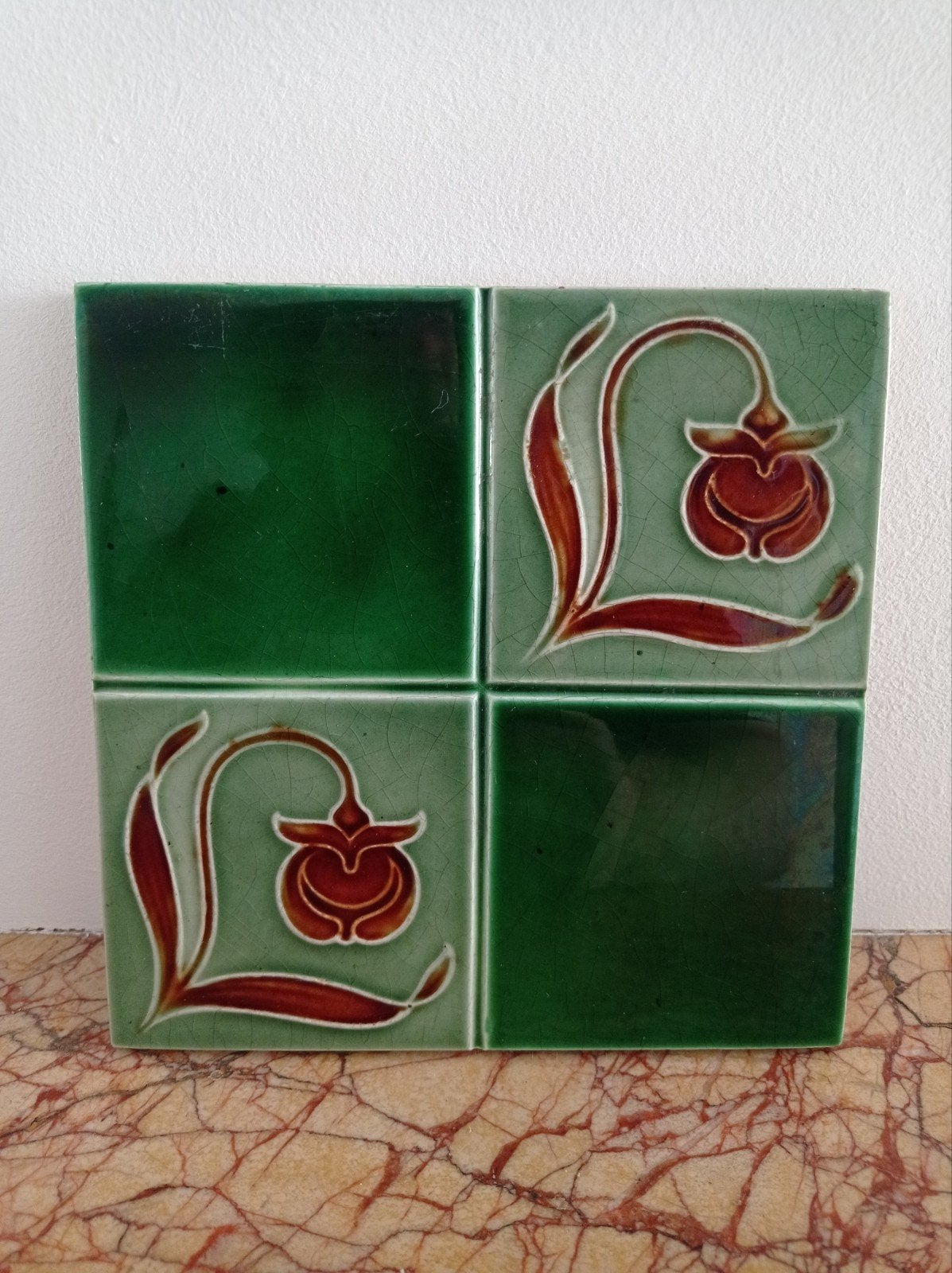 Originele Engelse art nouveau tegel 1905, Antiek en Kunst, Ophalen of Verzenden
