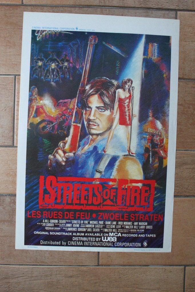 filmaffiche Streets Of Fire 1984 filmposter, Collections, Enlèvement ou Envoi, Rectangulaire vertical, A1 jusqu'à A3, Comme neuf