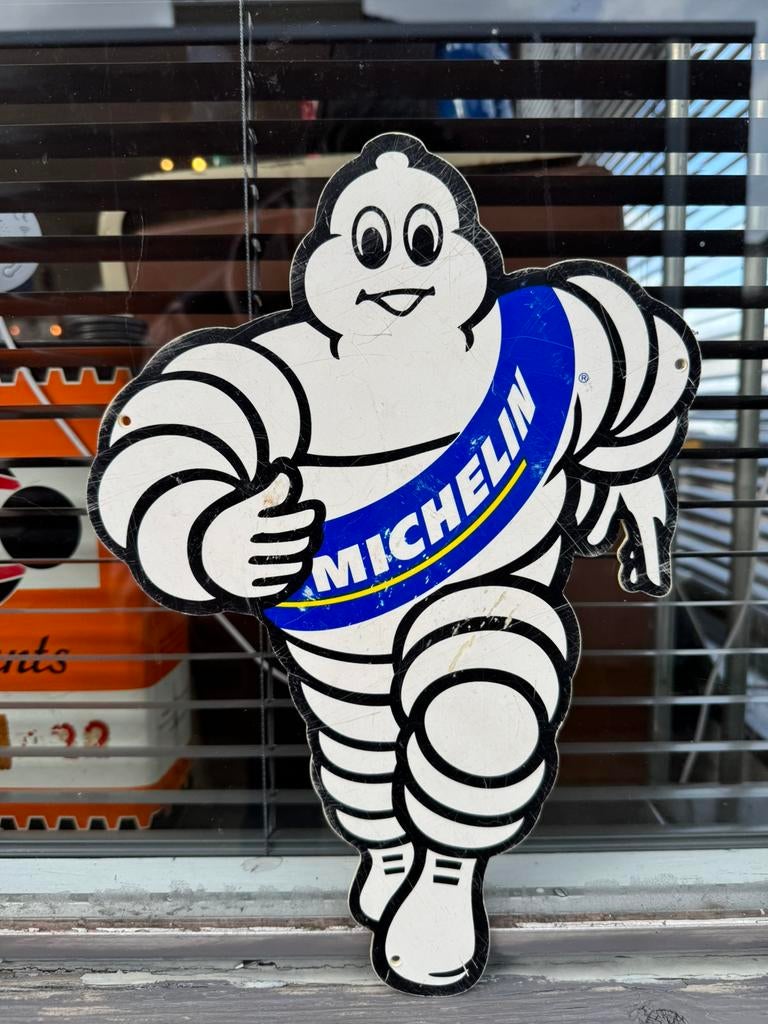 Michelin Bibendum oud reclamebord, Verzamelen, Ophalen of Verzenden, Gebruikt, Reclamebord