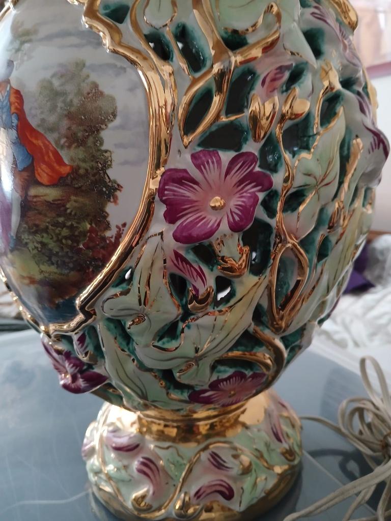 Italiaanse keramiek tafellamp Capodimonte style, Ophalen, Zo goed als nieuw, Overige materialen