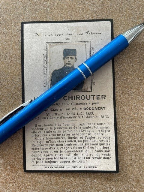 14-18 Watou Chirouter 3Chasseurs à pied à Kaaskerke 1918, Collections, Enlèvement ou Envoi, Image pieuse