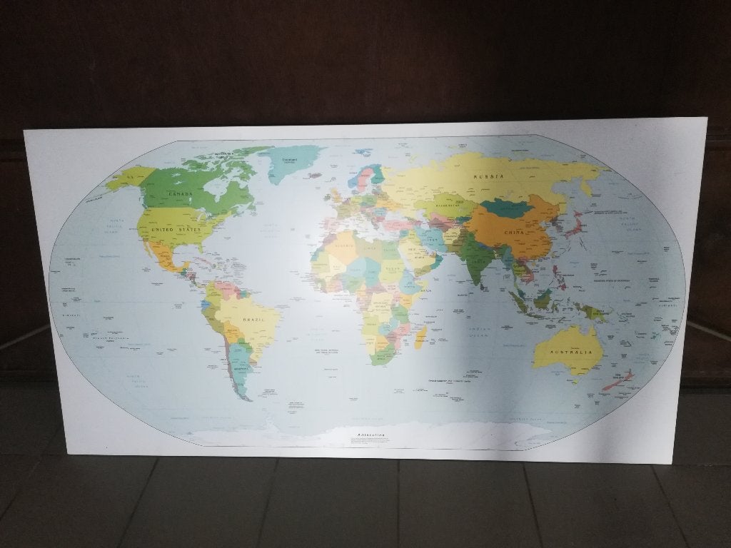 carte scolaire planisphère ( carte du monde ), Antiquités & Art, Enlèvement, Géographie