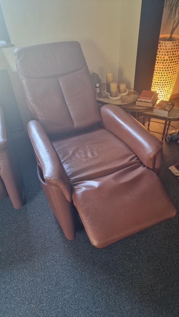 Hukla lederen relaxzetels (2x) elektrisch + liftfunctie, Huis en Inrichting, Fauteuils, Ophalen