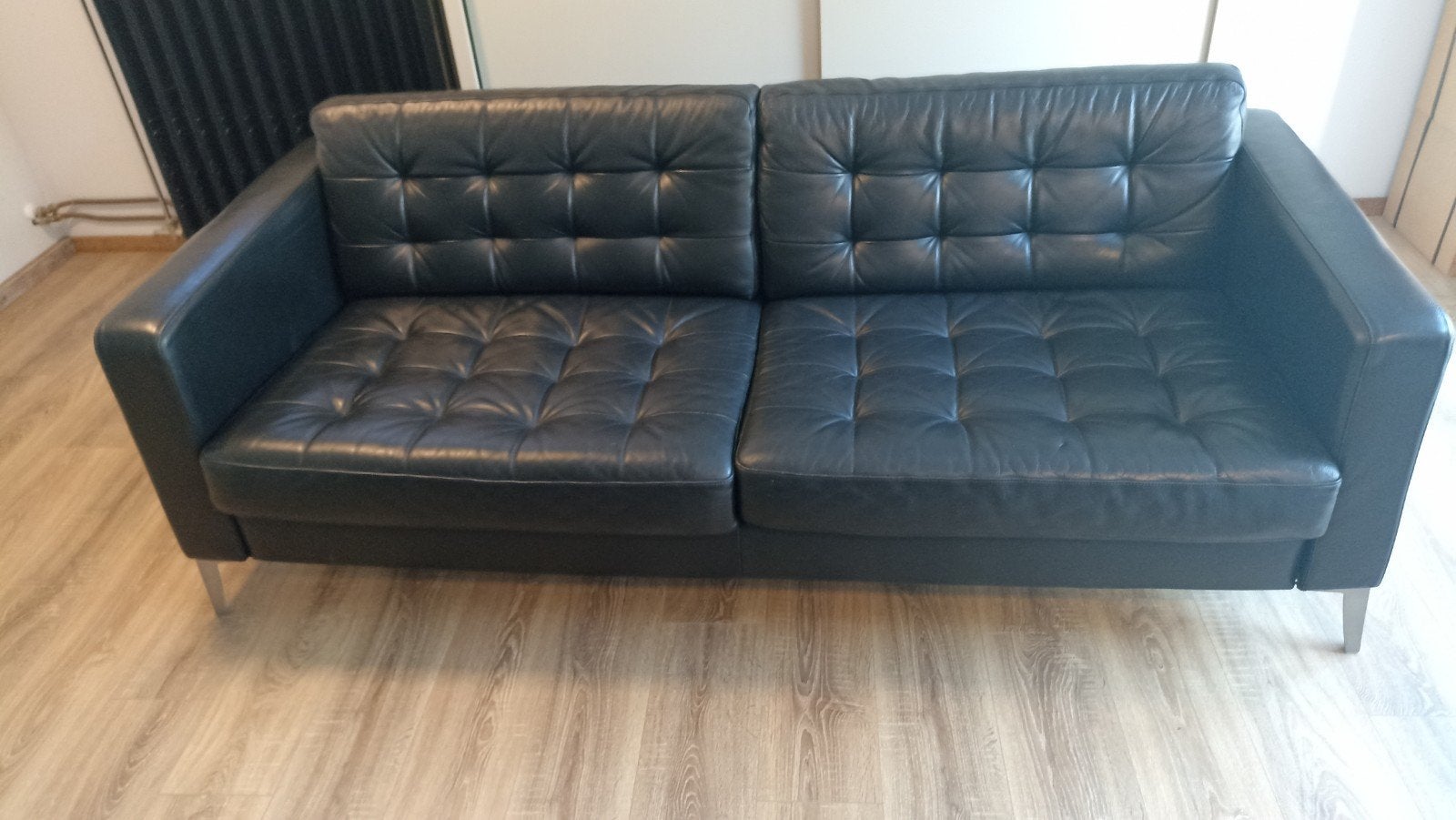 Retro lederen 3 persoons zetel, Ophalen, Leer