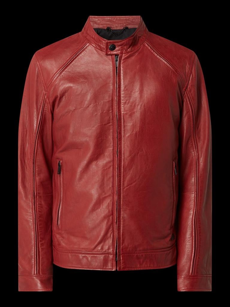 Strellson rode lederen herenjas maat 48 Medium, Ophalen, Maat 48/50 (M)