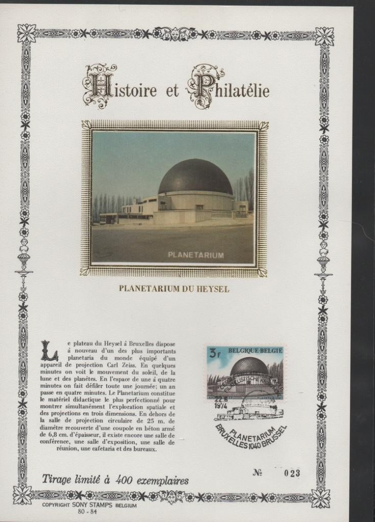 1974 Planetarium du Heysel, Envoi