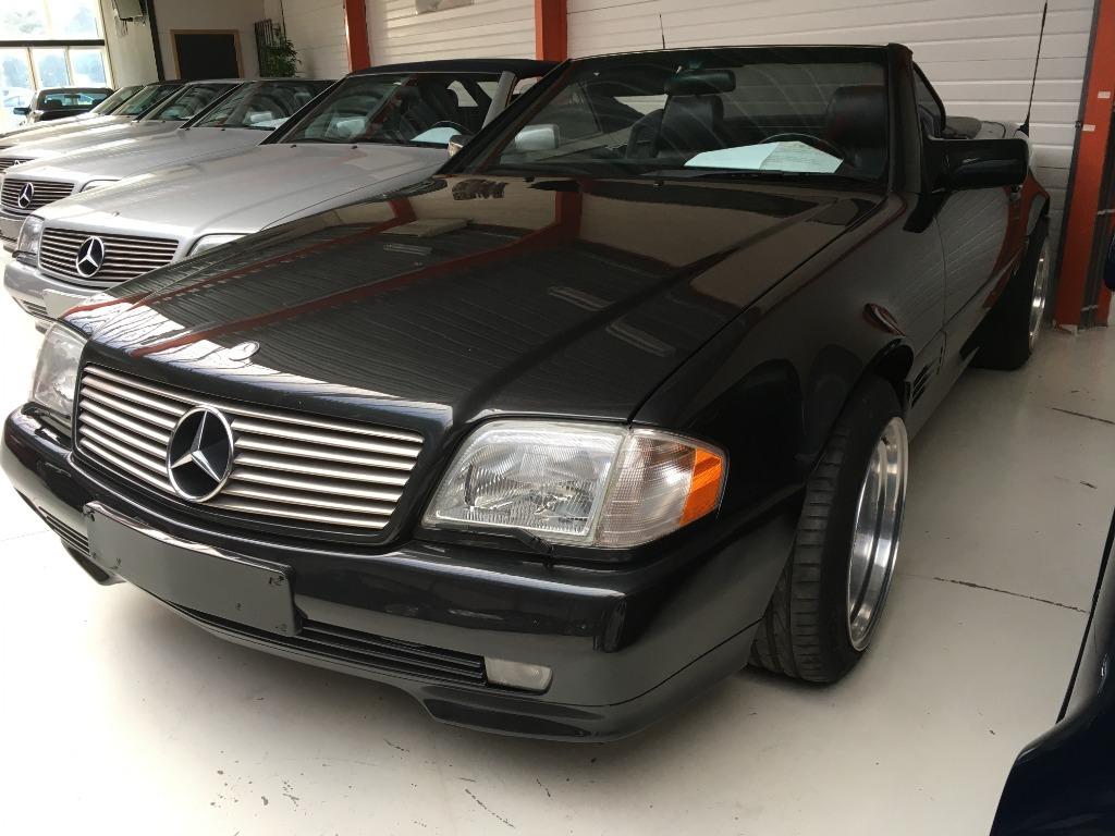 Mercedes SL 300-24V breedset velgen oldtimer   *GG SL Cars*, Auto's, Automaat, Zwart, Cabriolet, Leder