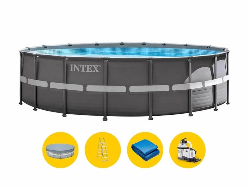 Buitenkans: Intex Zwembad + Zwembad Robot + alle accessoires, Tuin en Terras, Rond, 300 cm of meer, Zo goed als nieuw, Ophalen