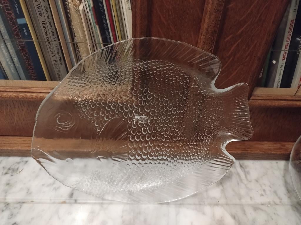 Vintage compleet set vis borden Arcoroc nieuw, Ophalen, Glas, Bord(en)