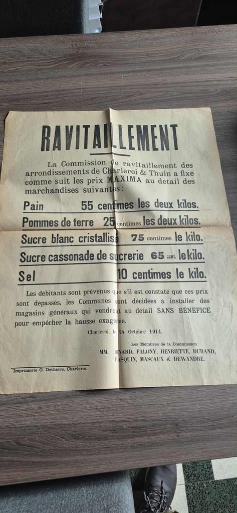 Affiche ravitaillement, Belgique 1WW, Collections, Objets militaires | Général, Enlèvement ou Envoi