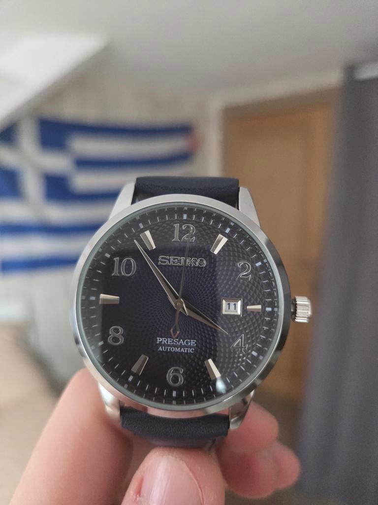Seiko MOD Presage Quartz horloge met leren band, Seiko, Leer, Staal, Polshorloge