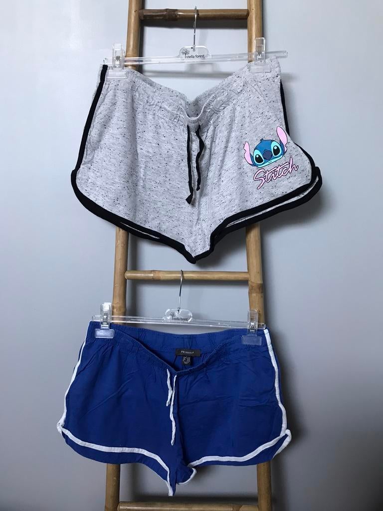 Set van 2 blauwe + grijze shorts met Stitch. Maat L /42-44., Kleding | Dames, Gedragen