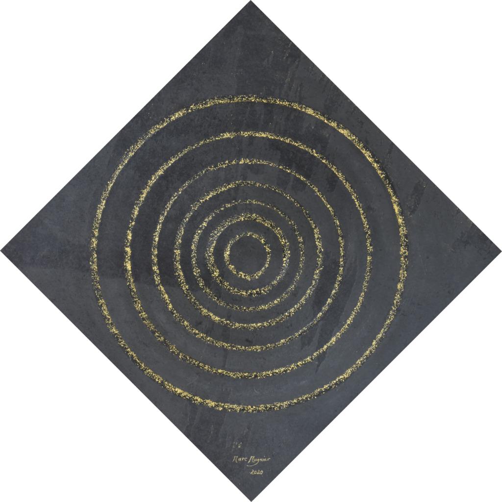 Tableau Peinture Moderne Or Véritable 22 carats sur Ardoise, Enlèvement ou Envoi