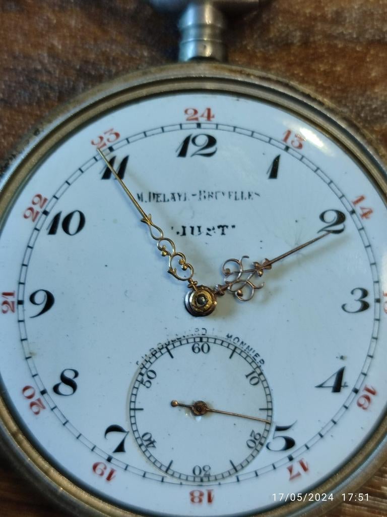 montre gousset M.Delay Bruxelles, Bijoux, Sacs & Beauté, Enlèvement ou Envoi, Argent