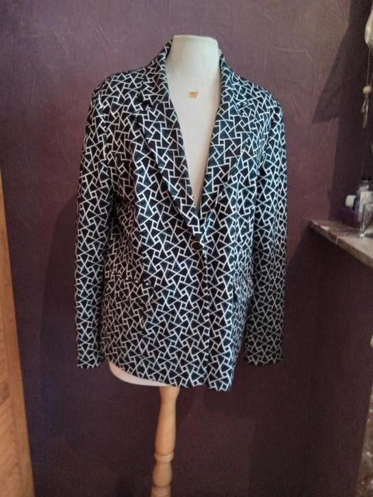 D’AUVRY blazer geometrisch motief maat 44, Ophalen of Verzenden, Maat 42/44 (L), Zwart