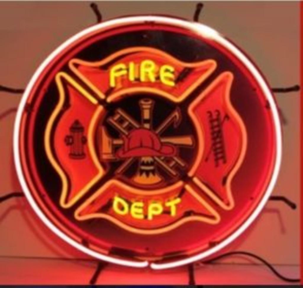 Fire Dept. neon en veel andere USA retro decoratie neons, Ophalen of Verzenden, Nieuw, Lichtbak of (neon) lamp