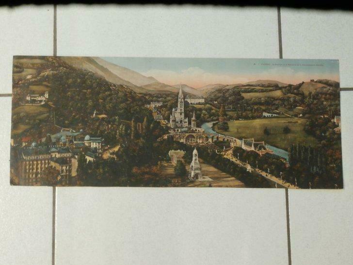 antieke afbeeldingNr.1 Lourdes-La Basilique et le Monument.., Verzamelen, Ophalen of Verzenden, Gebruikt, Prent