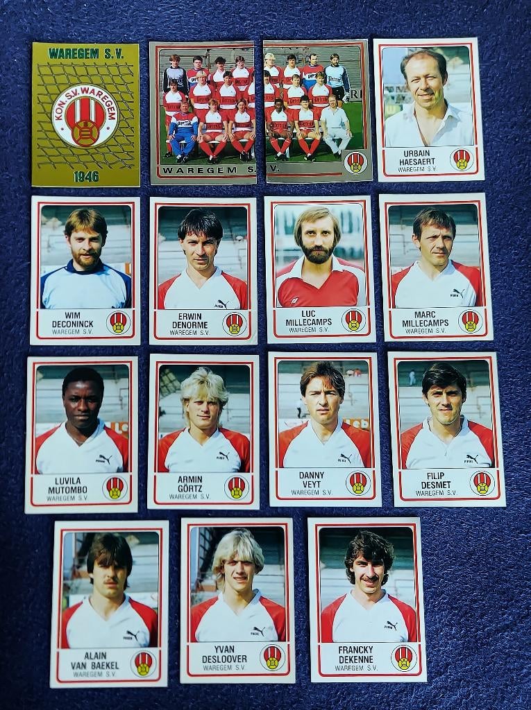 15 versch. Panini stickers voetbal 'FB 1986 - SV Waregem ', Ophalen of Verzenden, Nieuw, Meerdere stickers