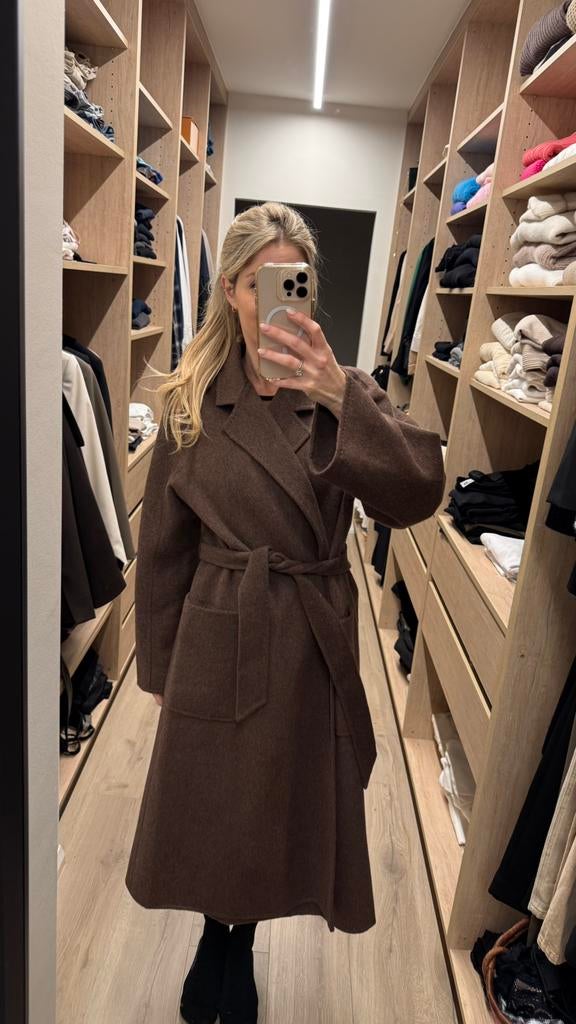 Nieuwe prachtige mantel chocoladebruin, Enlèvement ou Envoi, Neuf, Taille 36 (S), Brun