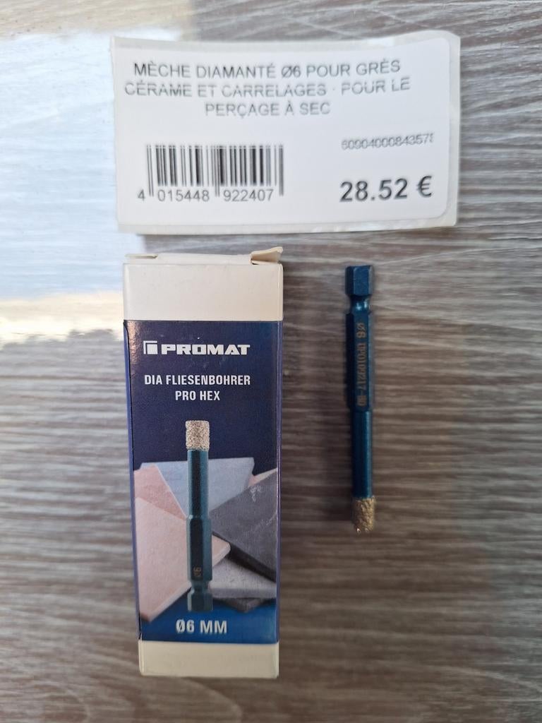 Mèche diamantée 6mm pour grès cérame et carrelages val.28€, Doe-het-zelf en Bouw, Ophalen, Nieuw