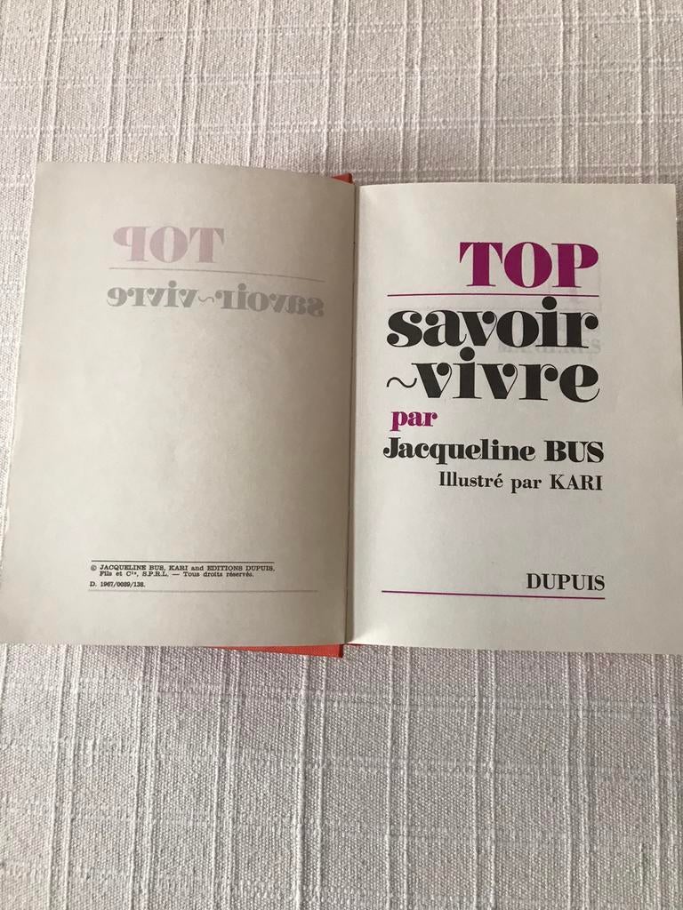 A vendre LIVRE * TOP SAVOIR VIVRE * Jacqueline Bus.