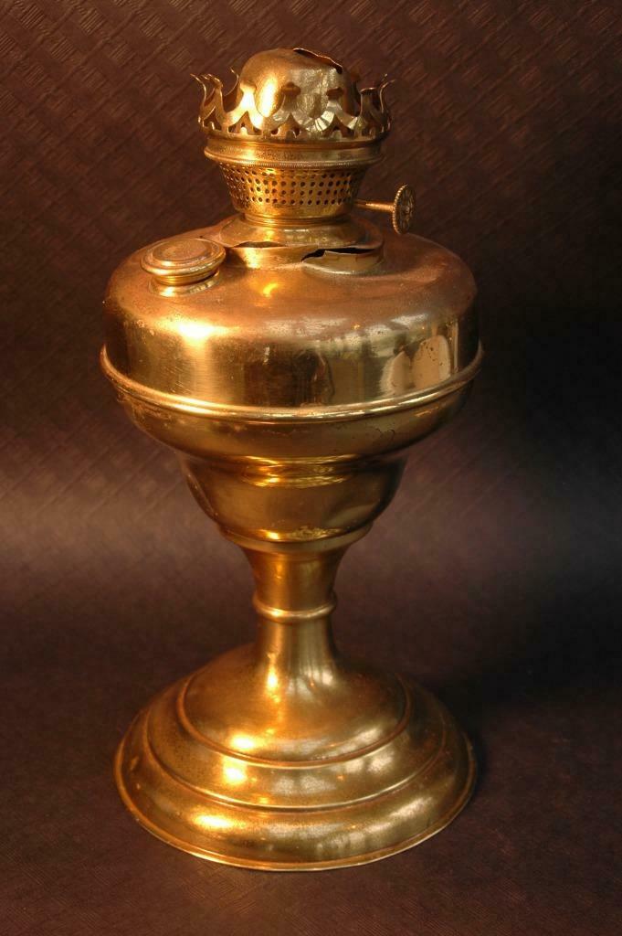 ZEER OUDE KOPEREN OLIELAMP – zonder glazen stolp, Antiek en Kunst, Ophalen of Verzenden, Koper