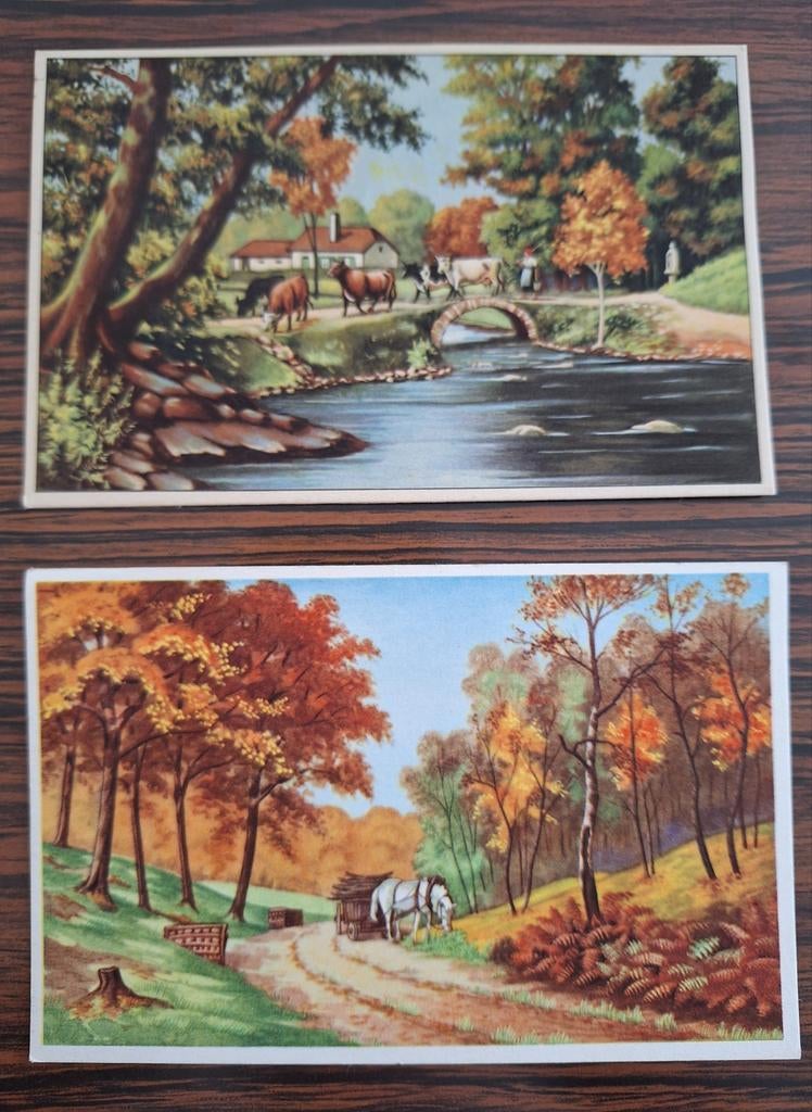 2 mooie oude postkaarten retro vintage postkaart kaart, Verzamelen, Ophalen of Verzenden