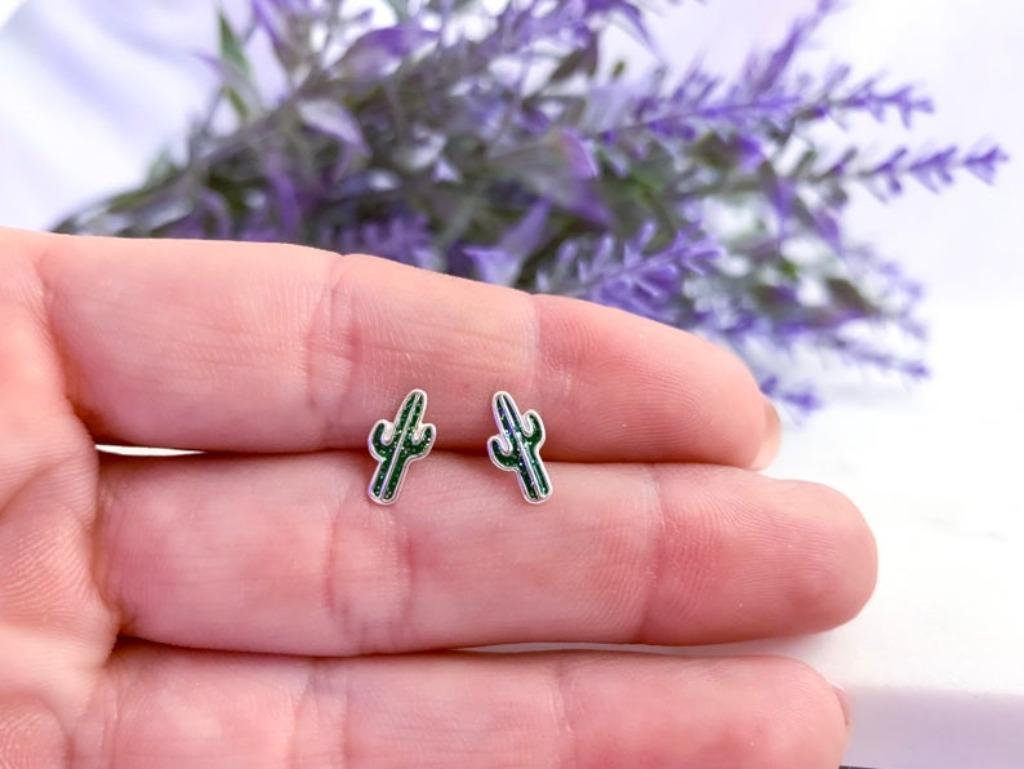 Boucles d'oreilles enfant argent 925 cactus, Enlèvement ou Envoi, Neuf, Boucles d'oreilles