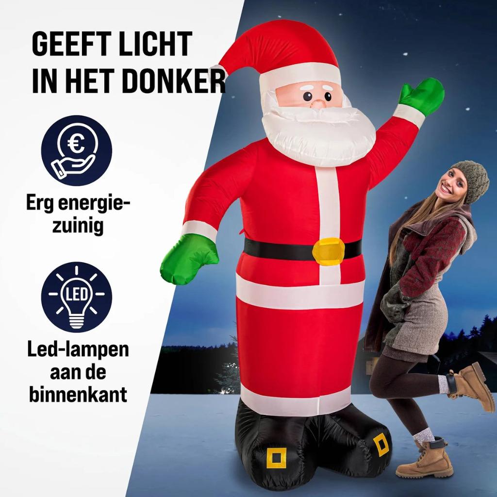 250cm Zelfopblaasbare Kerstman & Ledverlichting Incl. Blower, Diversen, Kerst, Nieuw, Verzenden